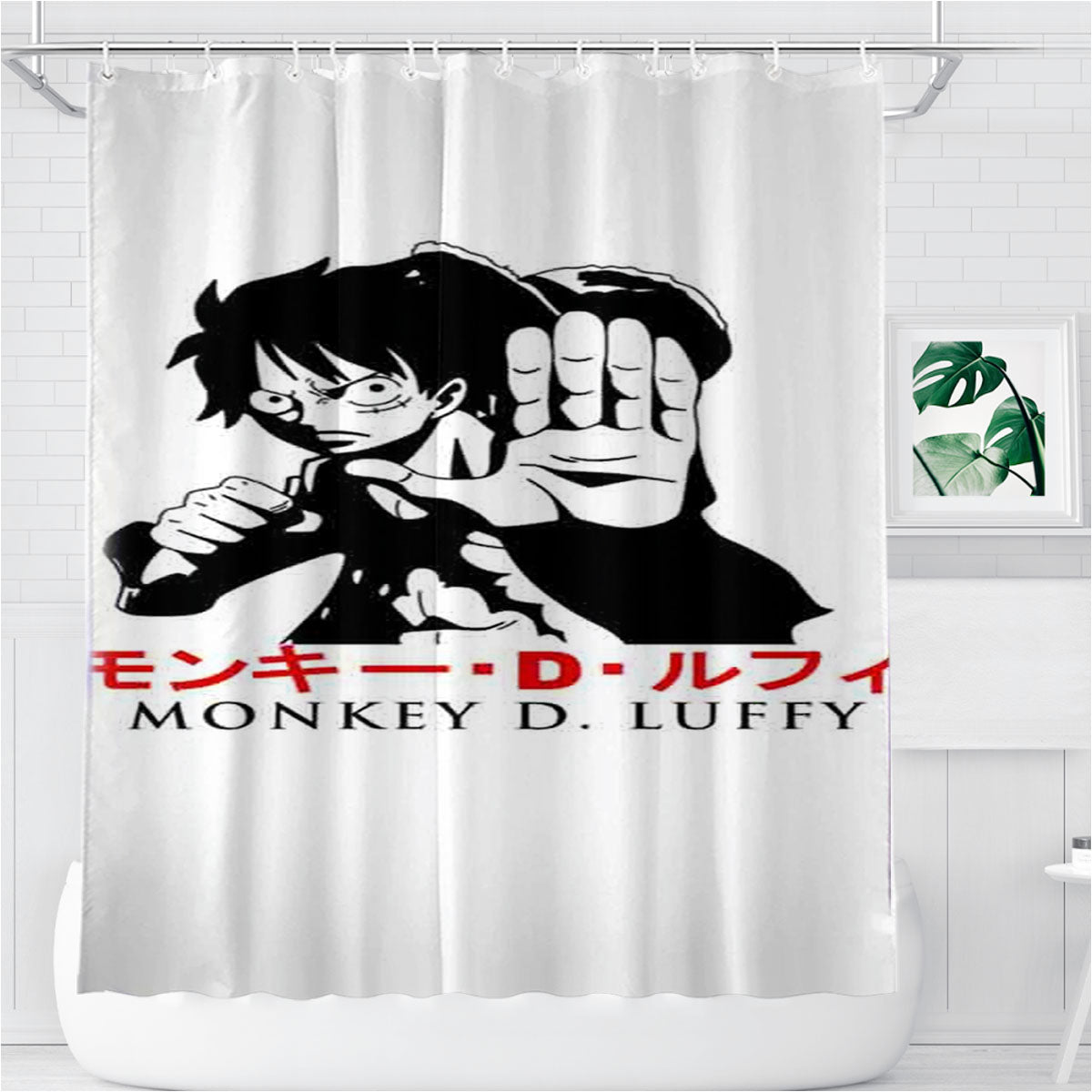 Straw Hat Monkey De Luffy Bathroom Shower Curtain Fabric Waterproof | 66 X 72 Inch