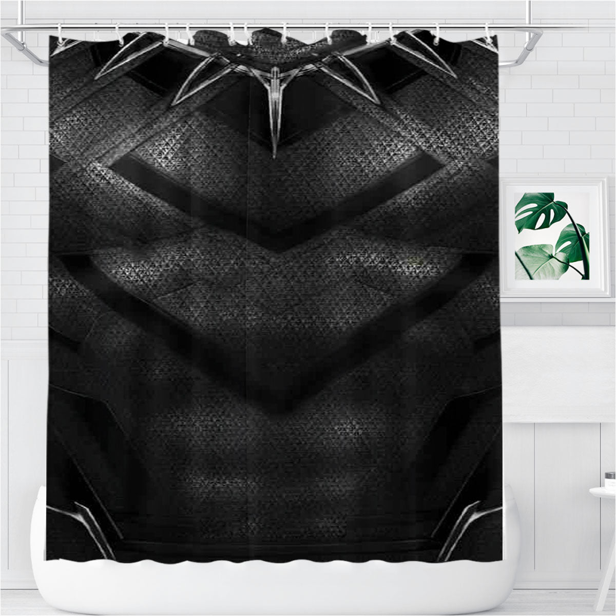 Suit Up Black Panther Costume Texture Bathroom Shower Curtain Fabric Waterproof | 66 X 72 Inch