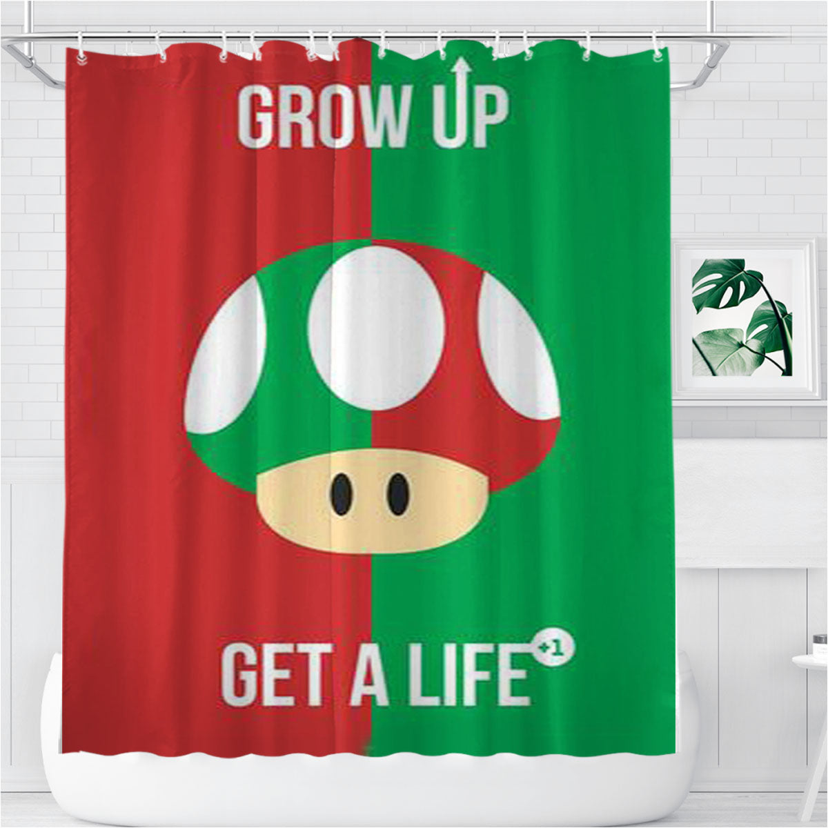 Super Mario Mushroom Bathroom Shower Curtain Fabric Waterproof | 66 X 72 Inch