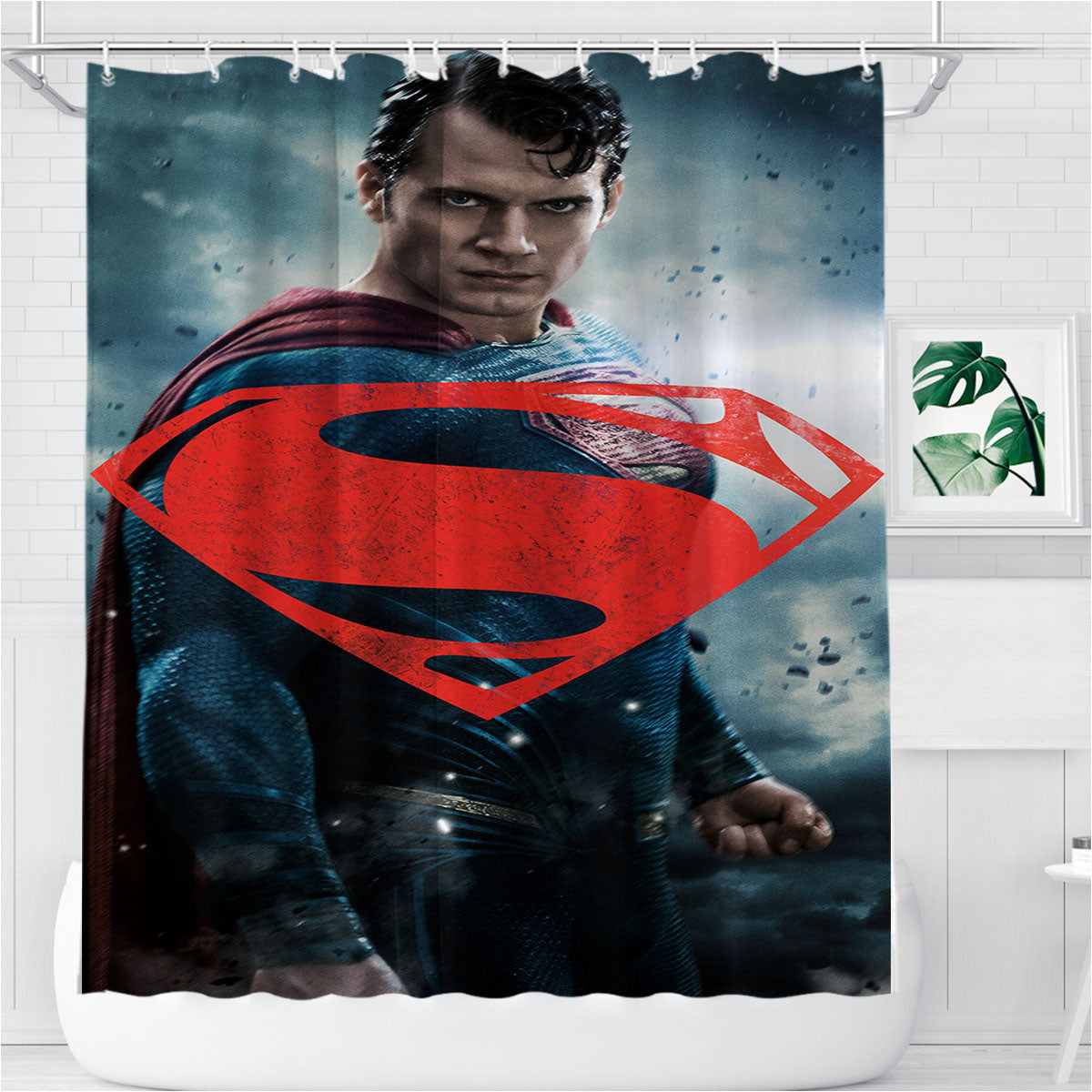 Superman Poster Bathroom Shower Curtain Fabric Waterproof | 66 X 72 Inch