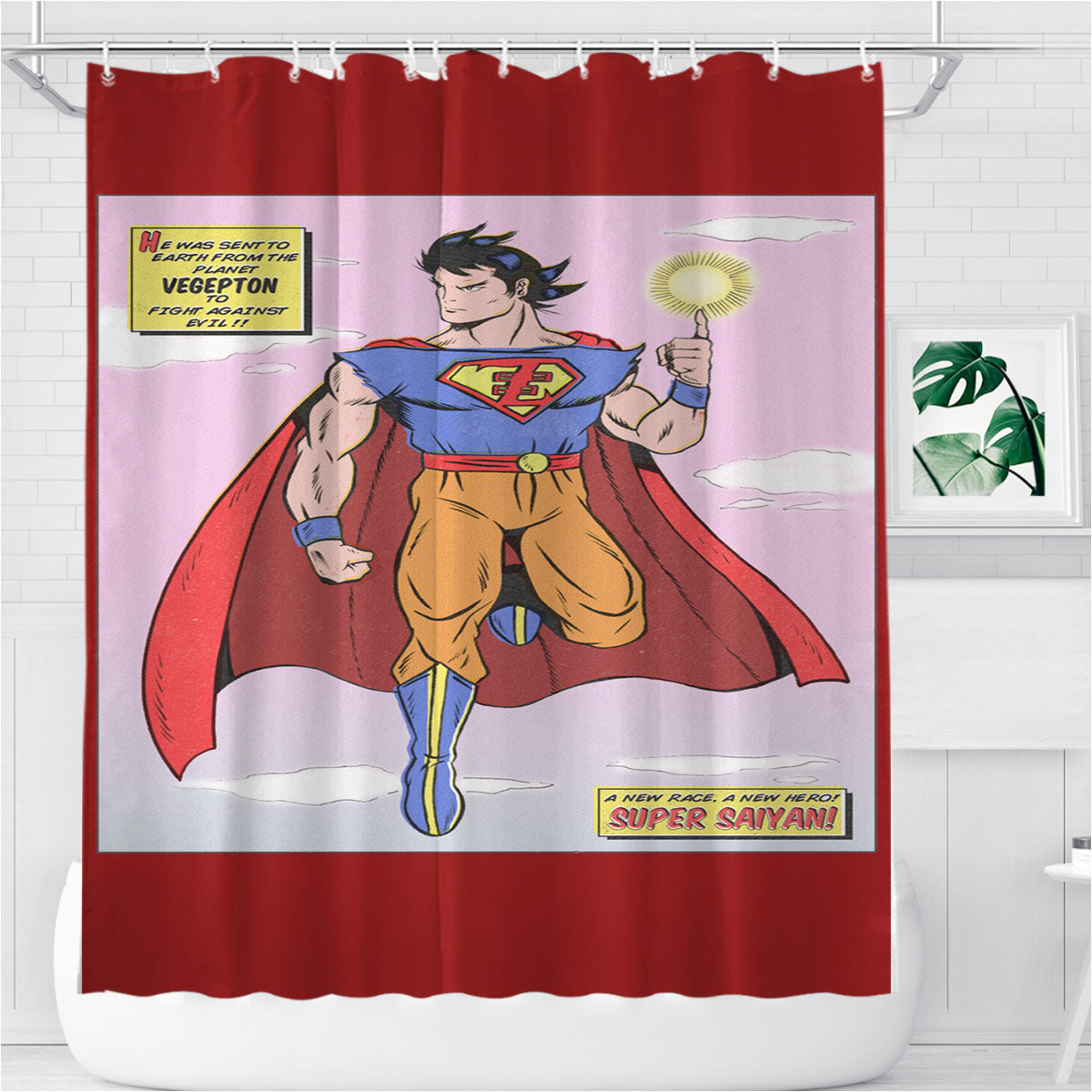 Superman Saiya Bathroom Shower Curtain Fabric Waterproof | 66 X 72 Inch