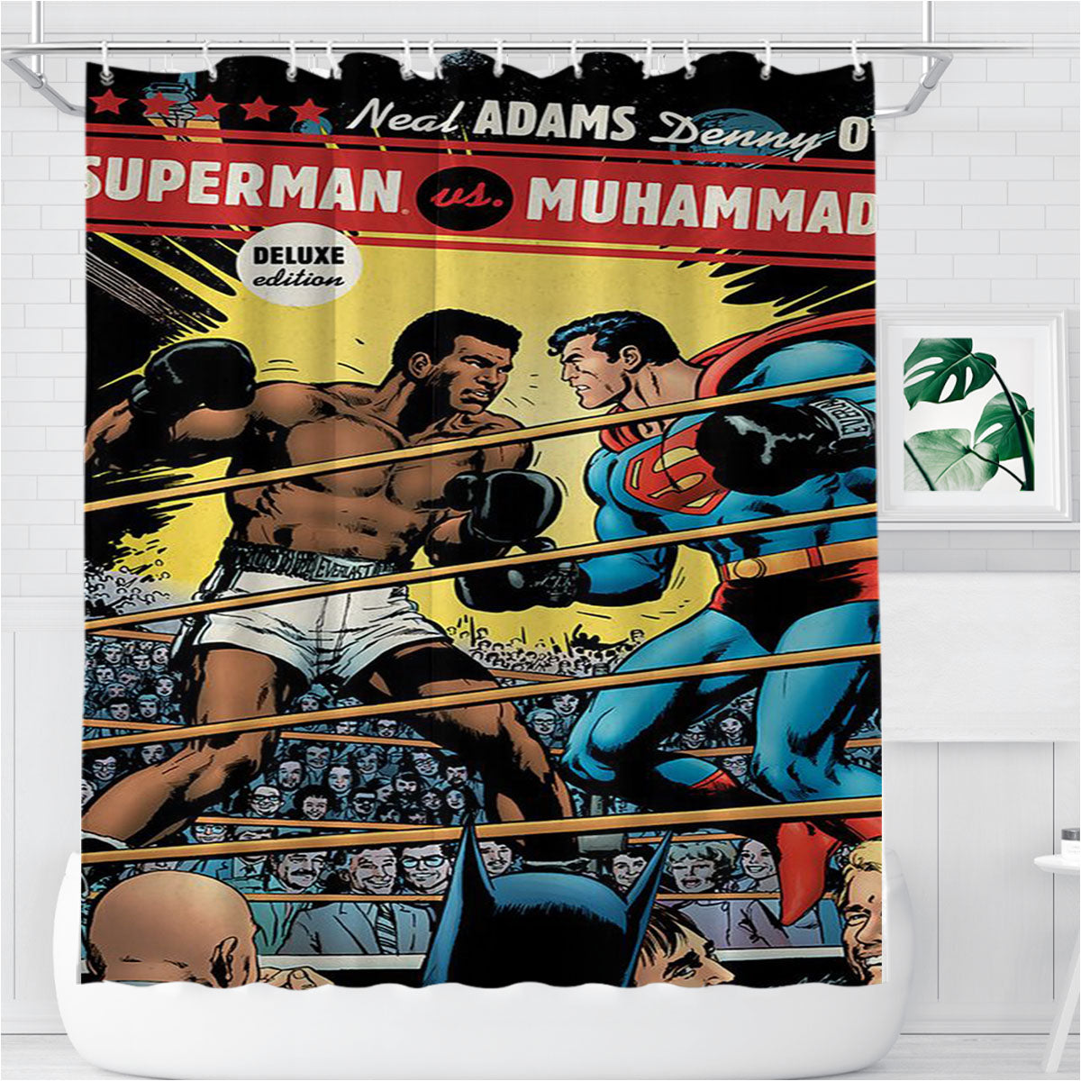 Superman Vs Muhammad Ali Boxing Bathroom Shower Curtain Fabric Waterproof | 66 X 72 Inch