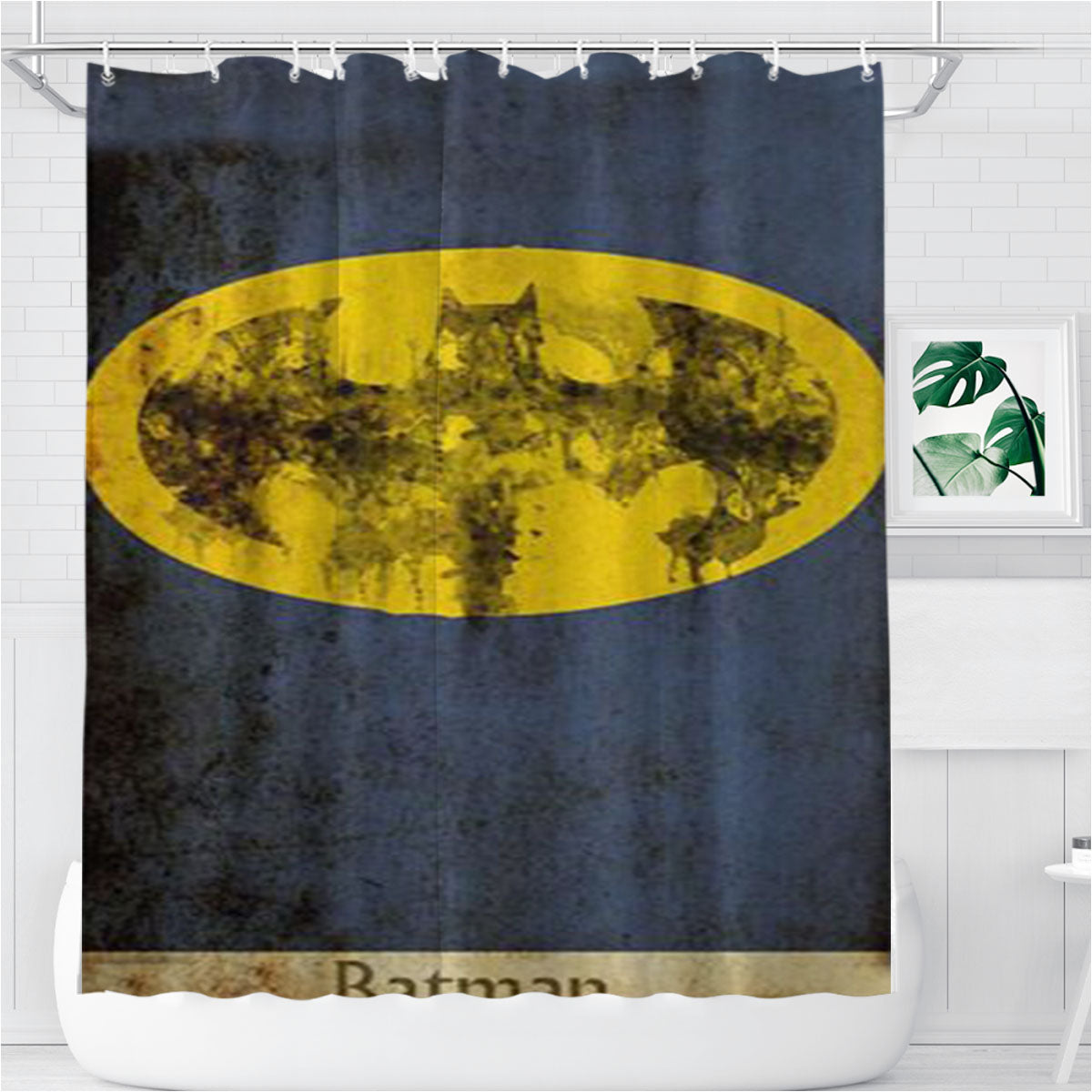 Symbol Batman Bathroom Shower Curtain Fabric Waterproof | 66 X 72 Inch