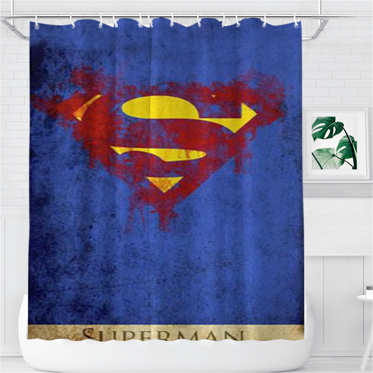Symbol Superman Bathroom Shower Curtain Fabric Waterproof | 66 X 72 Inch