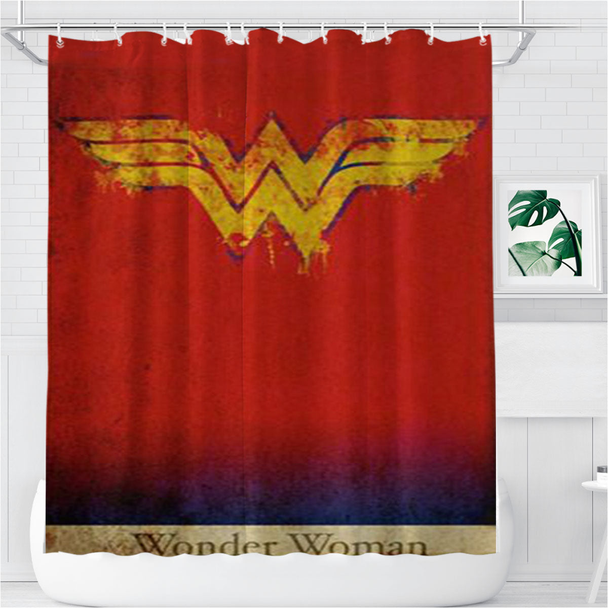 Symbol Wonder Woman Bathroom Shower Curtain Fabric Waterproof | 66 X 72 Inch