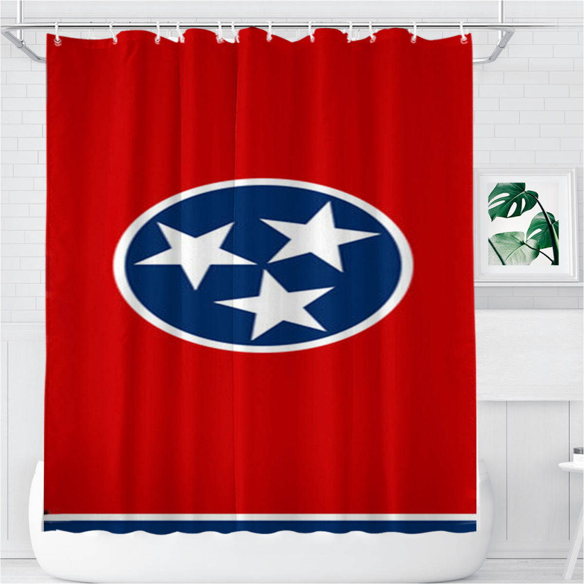 Tennessee Flag Bathroom Shower Curtain Fabric Waterproof | 66 X 72 Inch