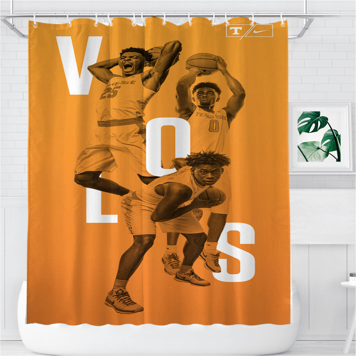 Tennessee Mens Basketball Bathroom Shower Curtain Fabric Waterproof | 66 X 72 Inch