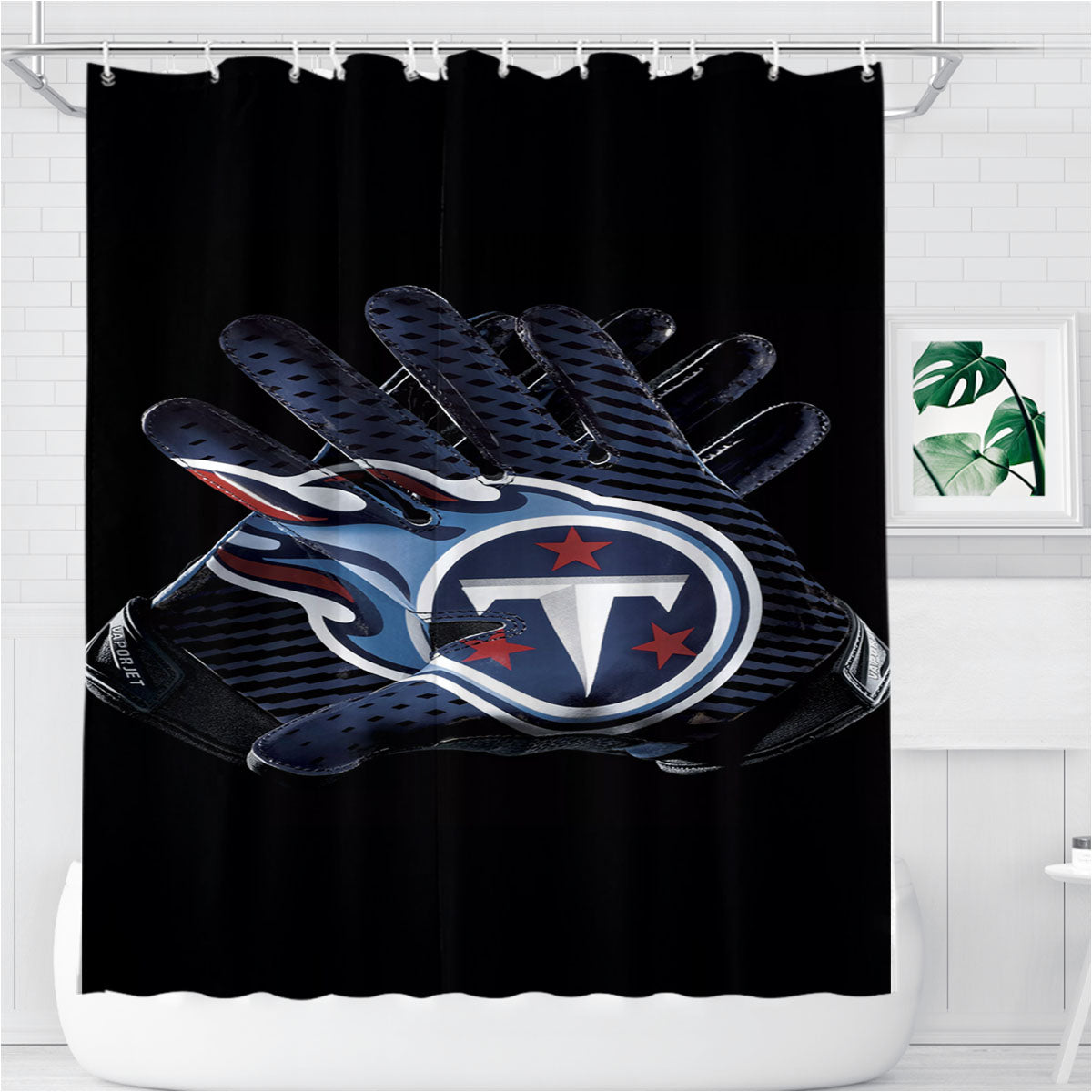 Tennessee Titans American Football Gloves Bathroom Shower Curtain Fabric Waterproof | 66 X 72 Inch