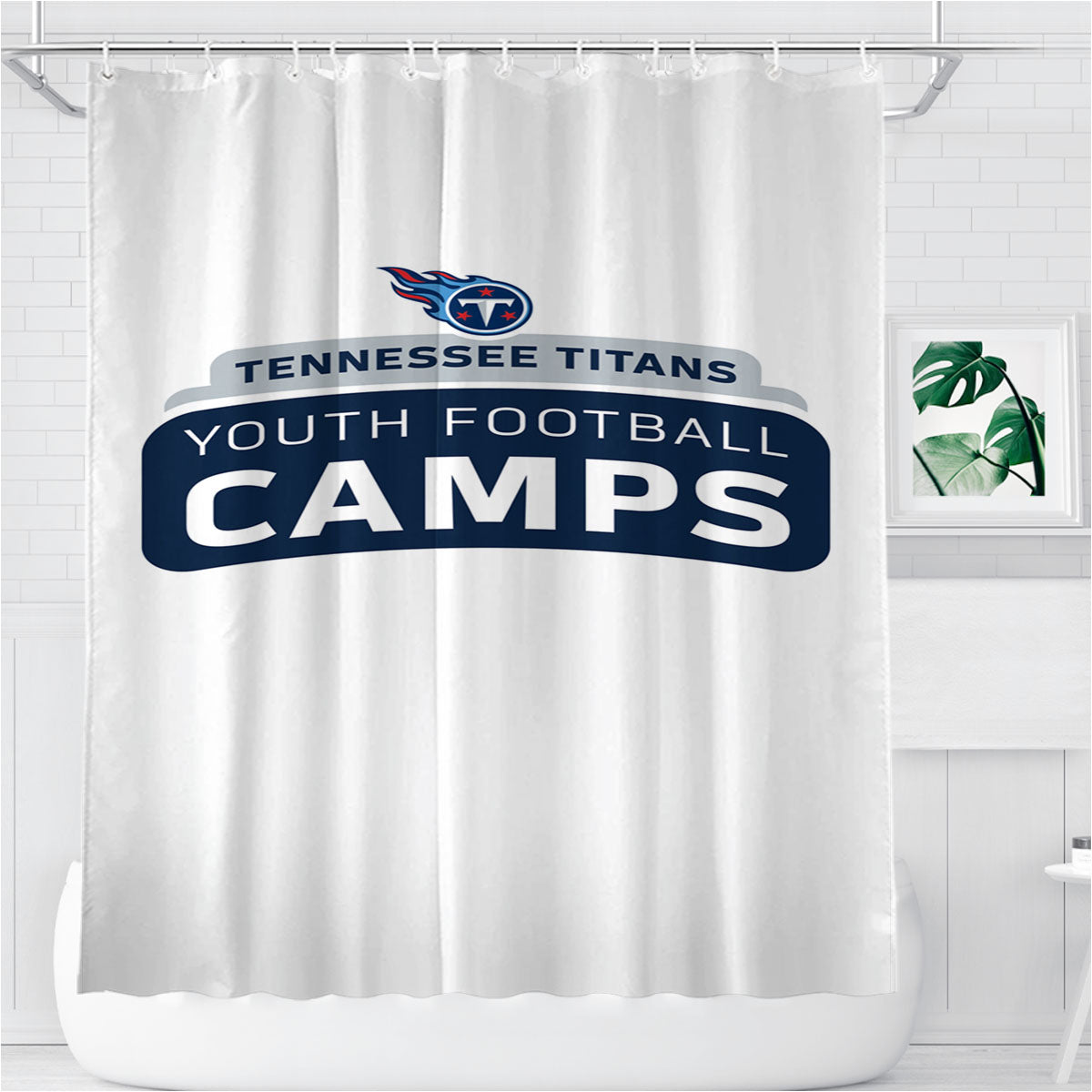 Tennessee Titans American Youth Football Camps Bathroom Shower Curtain Fabric Waterproof | 66 X 72 Inch