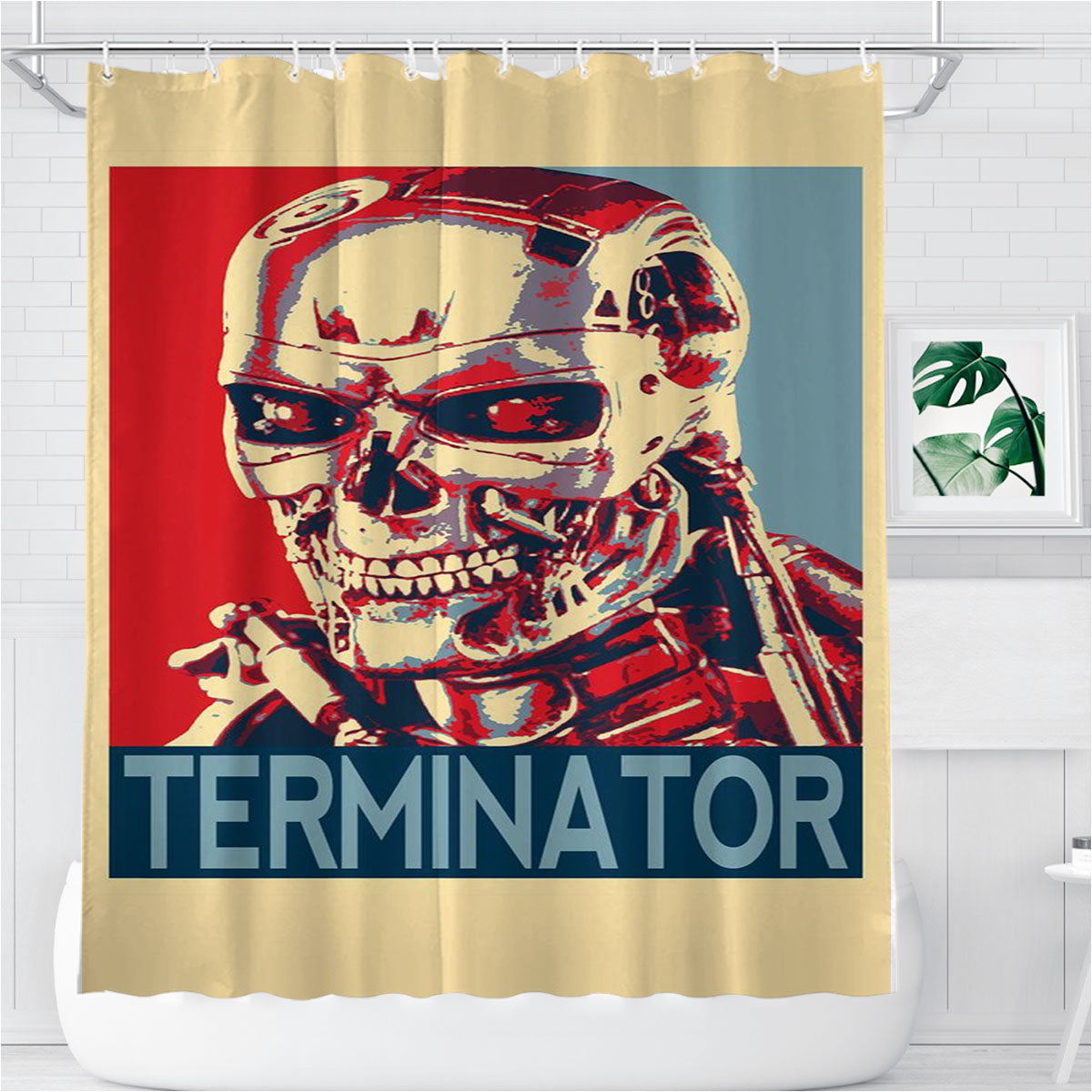 Terminator Obey Style Bathroom Shower Curtain Fabric Waterproof | 66 X 72 Inch