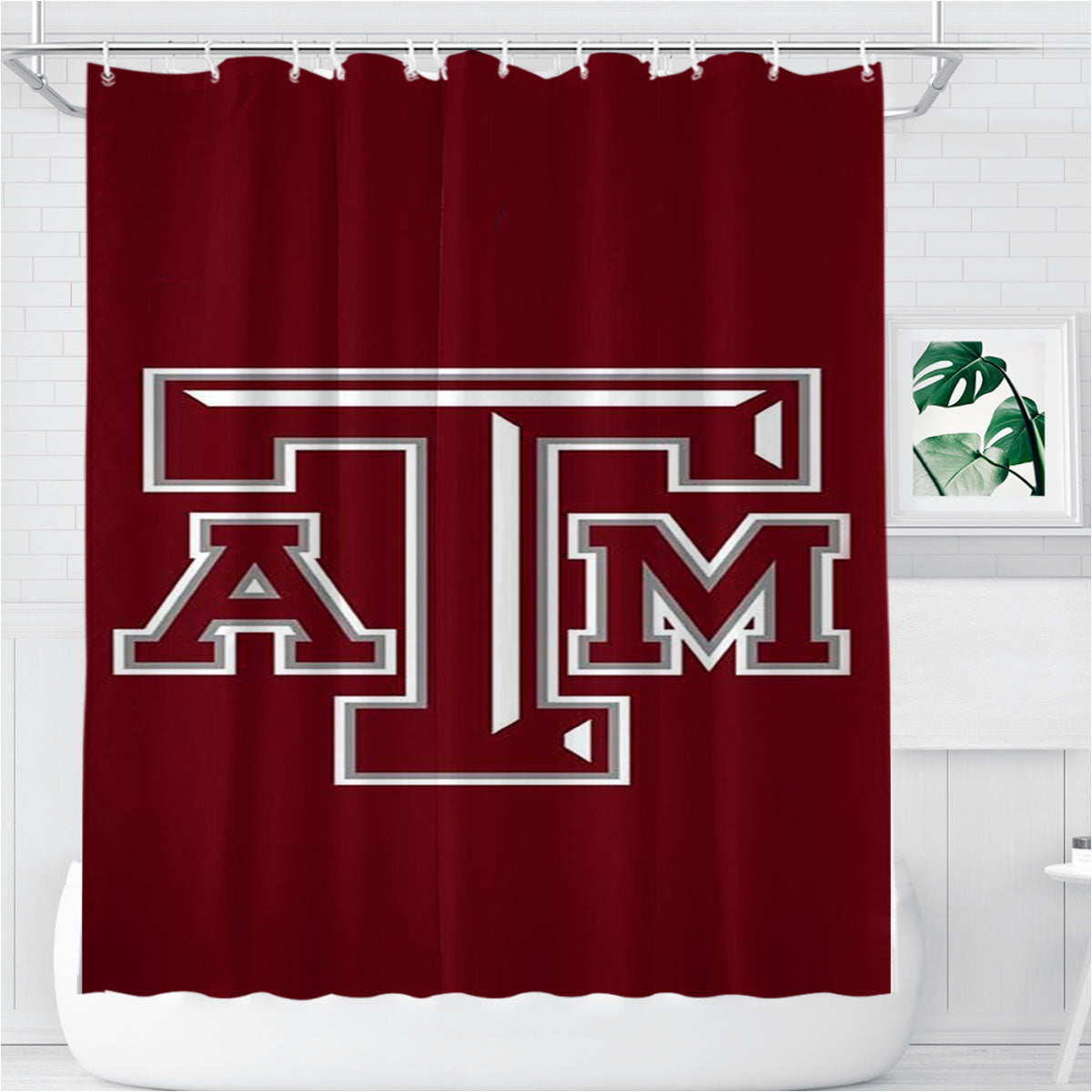 Texas A&M Rz 2 Bathroom Shower Curtain Fabric Waterproof | 66 X 72 Inch
