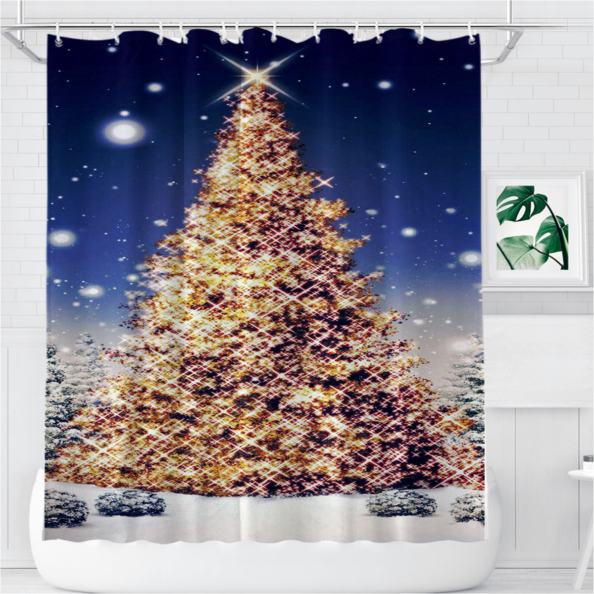 The Christmas Tree 4 Bathroom Shower Curtain Fabric Waterproof | 66 X 72 Inch