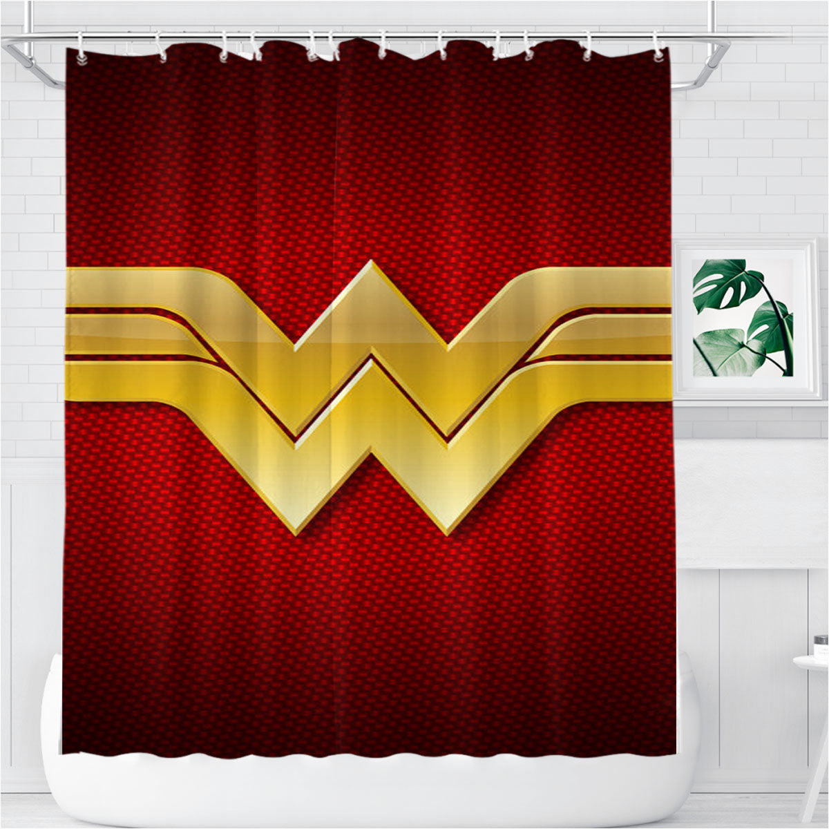 The Justice League Wonder Woman Bathroom Shower Curtain Fabric Waterproof | 66 X 72 Inch