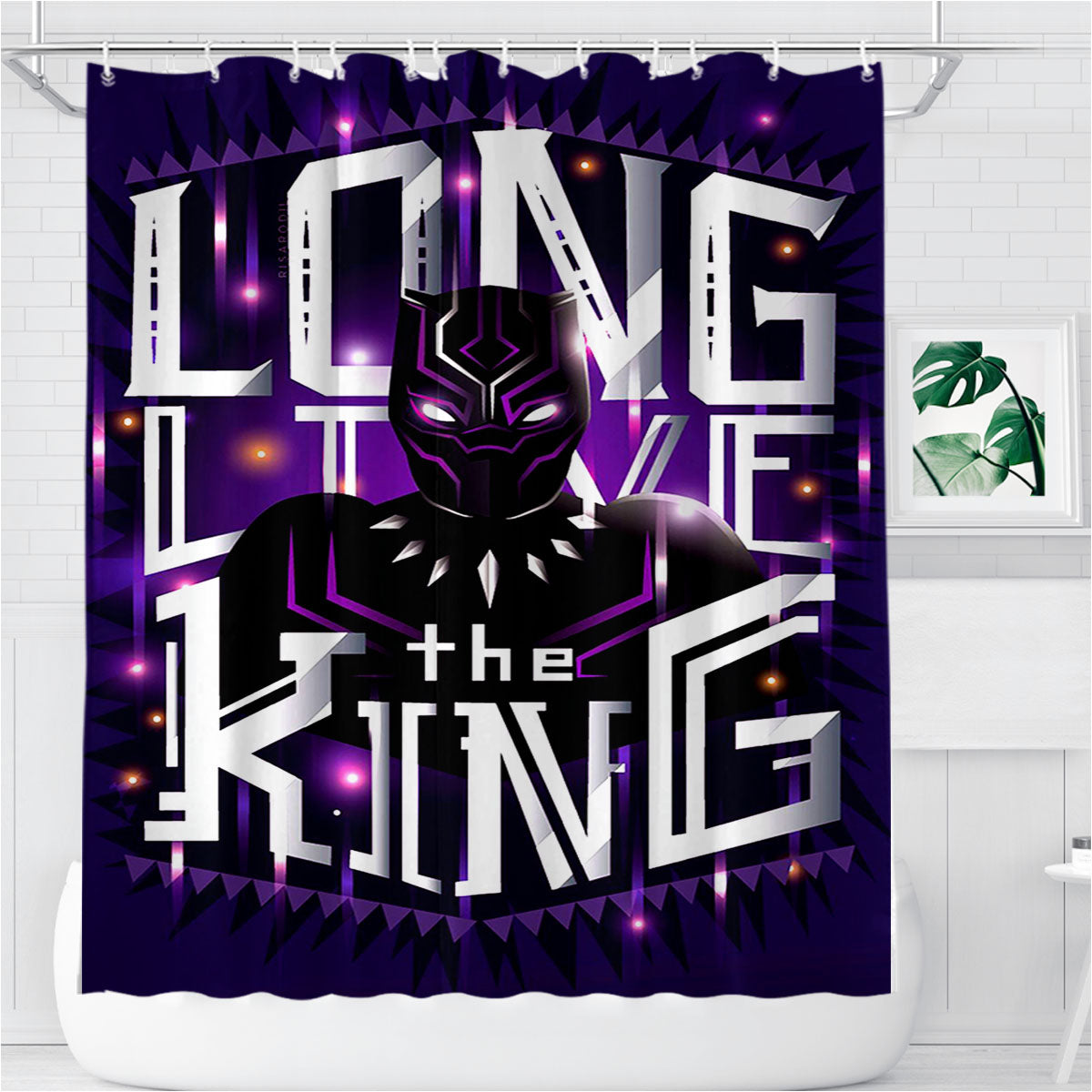 The King Black Panther Long Live Bathroom Shower Curtain Fabric Waterproof | 66 X 72 Inch