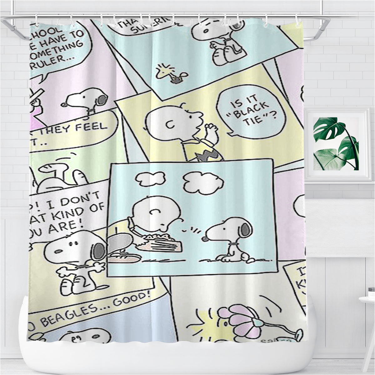 The Peanuts Comic Bathroom Shower Curtain Fabric Waterproof | 66 X 72 Inch