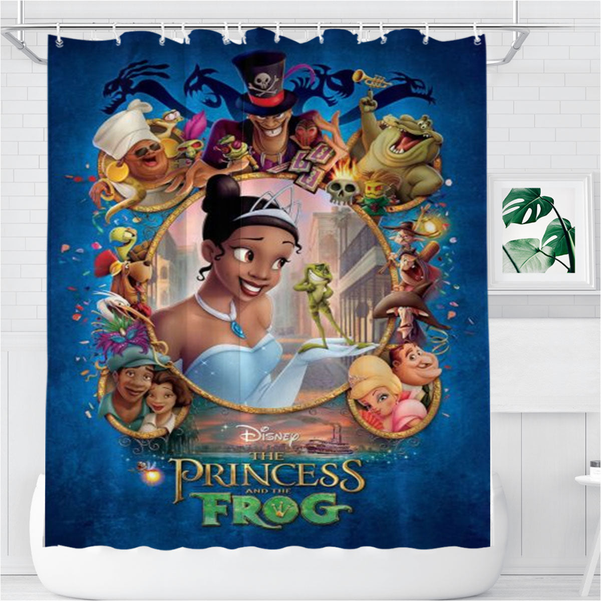 The Princess & The Frog Poster Bathroom Shower Curtain Fabric Waterproof | 66 X 72 Inch