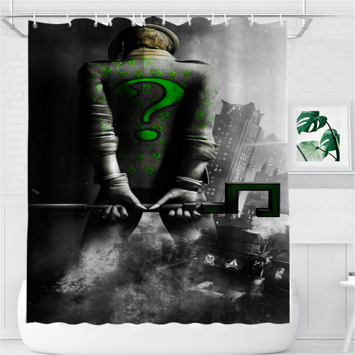 The Riddler Batman Supervillain Bathroom Shower Curtain Fabric Waterproof | 66 X 72 Inch