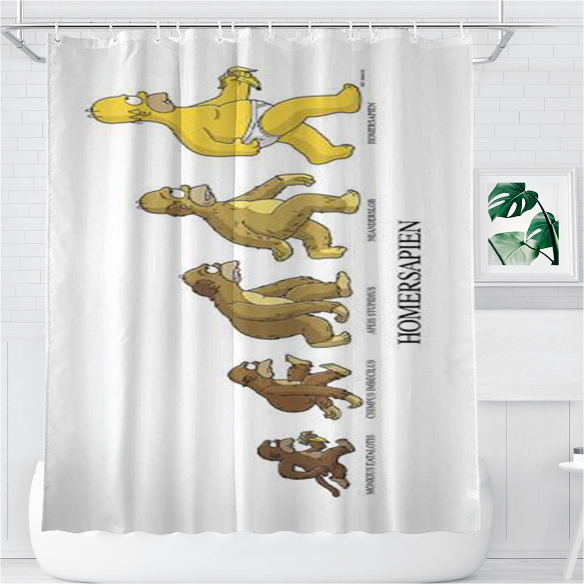 The Simpsons Homersapien Bathroom Shower Curtain Fabric Waterproof | 66 X 72 Inch