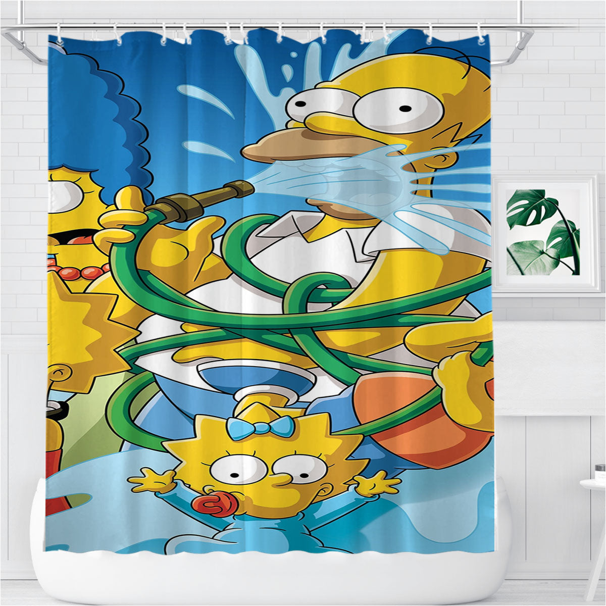 The Simpsons Water Bathroom Shower Curtain Fabric Waterproof | 66 X 72 Inch