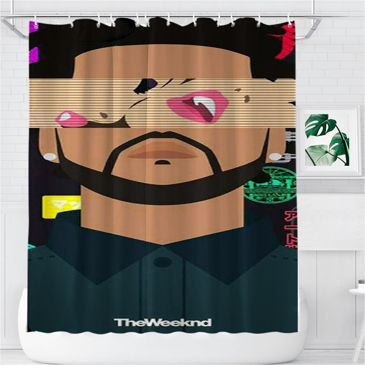 The Weeknd Xo Cartoon Bathroom Shower Curtain Fabric Waterproof | 66 X 72 Inch