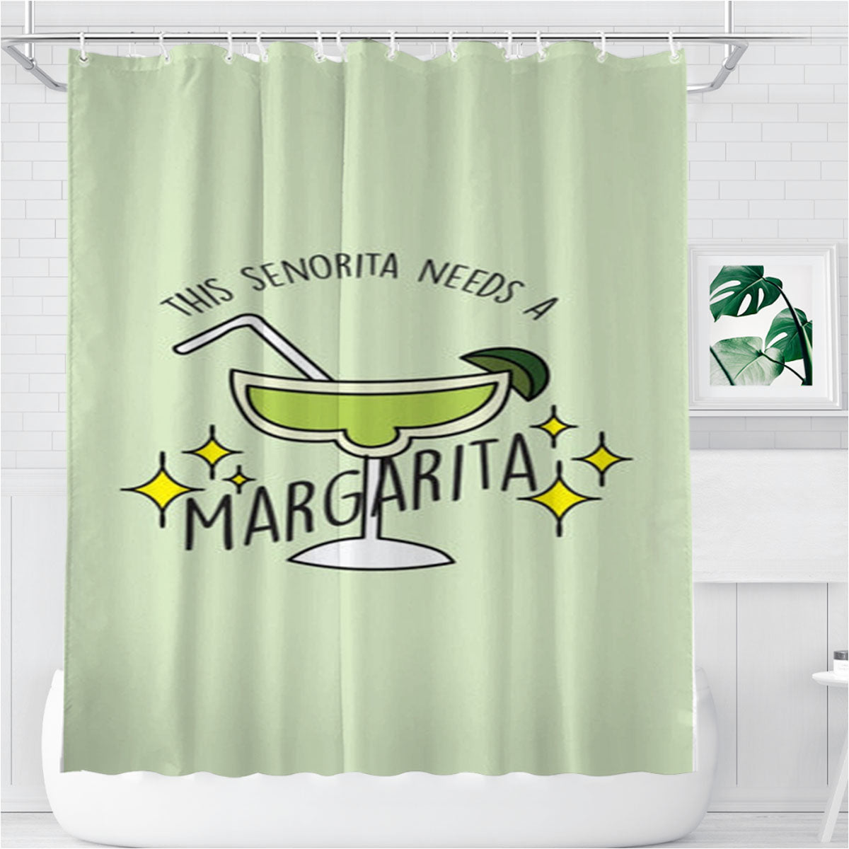 This Senorita Needs A Margarita - Funny Quotes Bathroom Shower Curtain Fabric Waterproof | 66 X 72 Inch