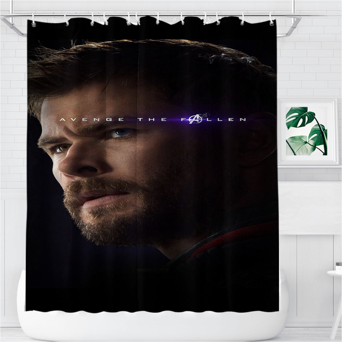 Thorr Avengers Marvel Hero Endgame Poster Film Art Bathroom Shower Curtain Fabric Waterproof | 66 X 72 Inch