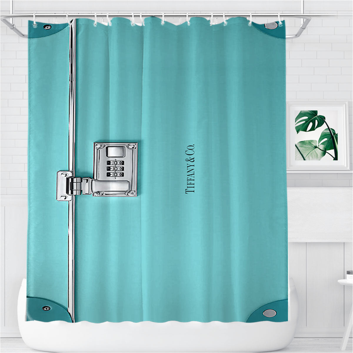 Tiffany And Co Trotter Vanity Case Blue Trunk Bathroom Shower Curtain Fabric Waterproof | 66 X 72 Inch
