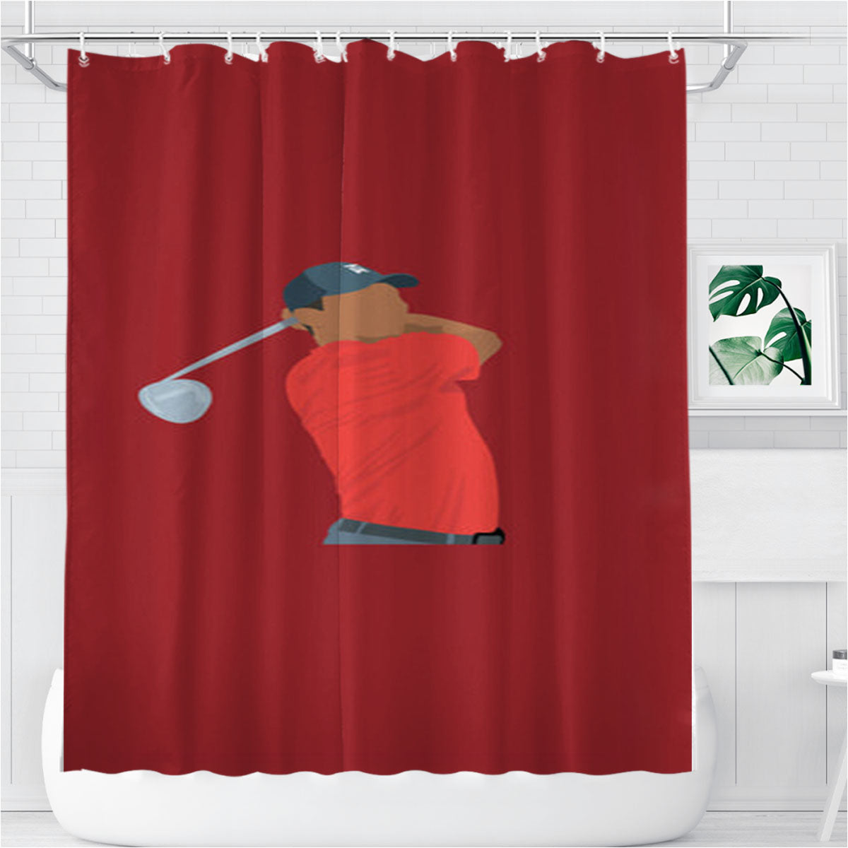 Tiger - Golf Bathroom Shower Curtain Fabric Waterproof | 66 X 72 Inch