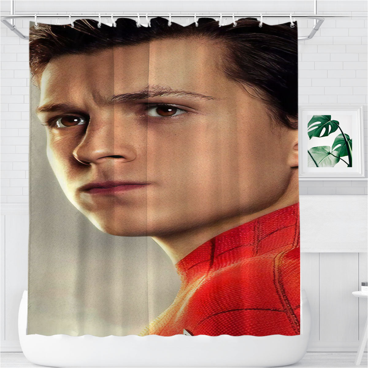 Tom Holland As Peter Parker In Spider-Man Far From Bathroom Shower Curtain Fabric Waterproof | 66 X 72 Inch