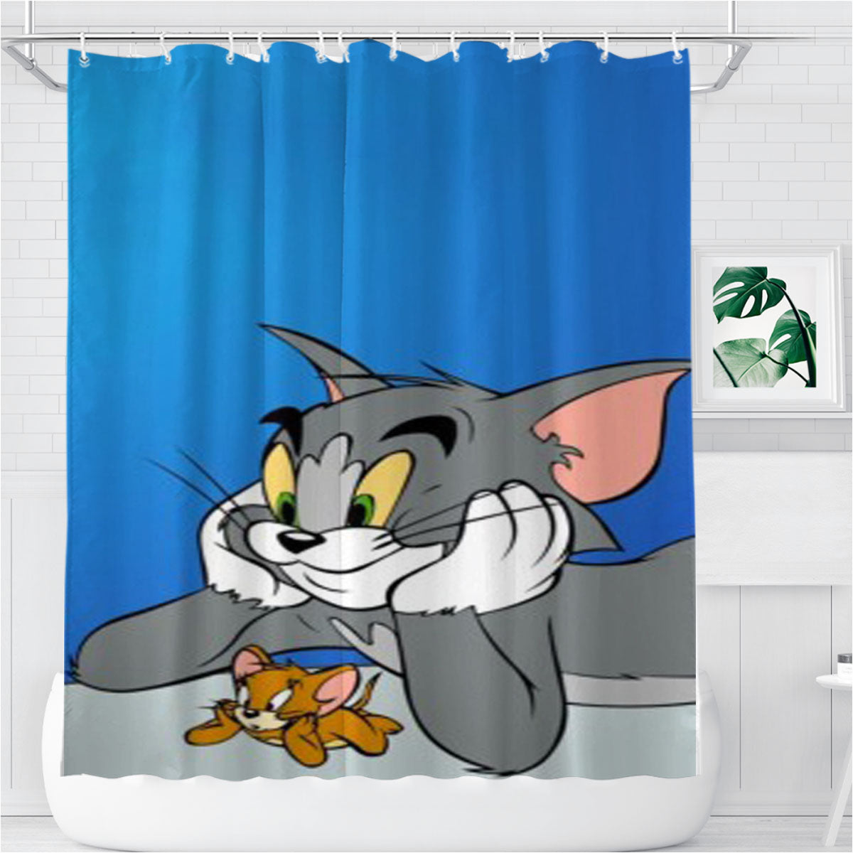 Tom Jerry Bathroom Shower Curtain Fabric Waterproof | 66 X 72 Inch