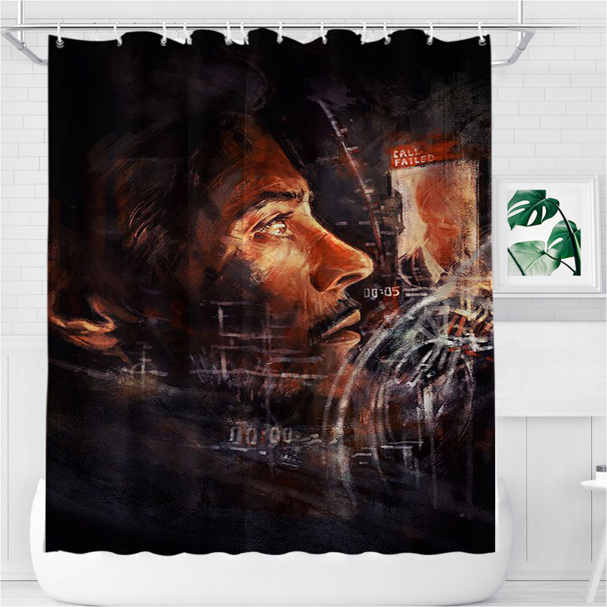 Tony Stark, Iron Man Bathroom Shower Curtain Fabric Waterproof | 66 X 72 Inch
