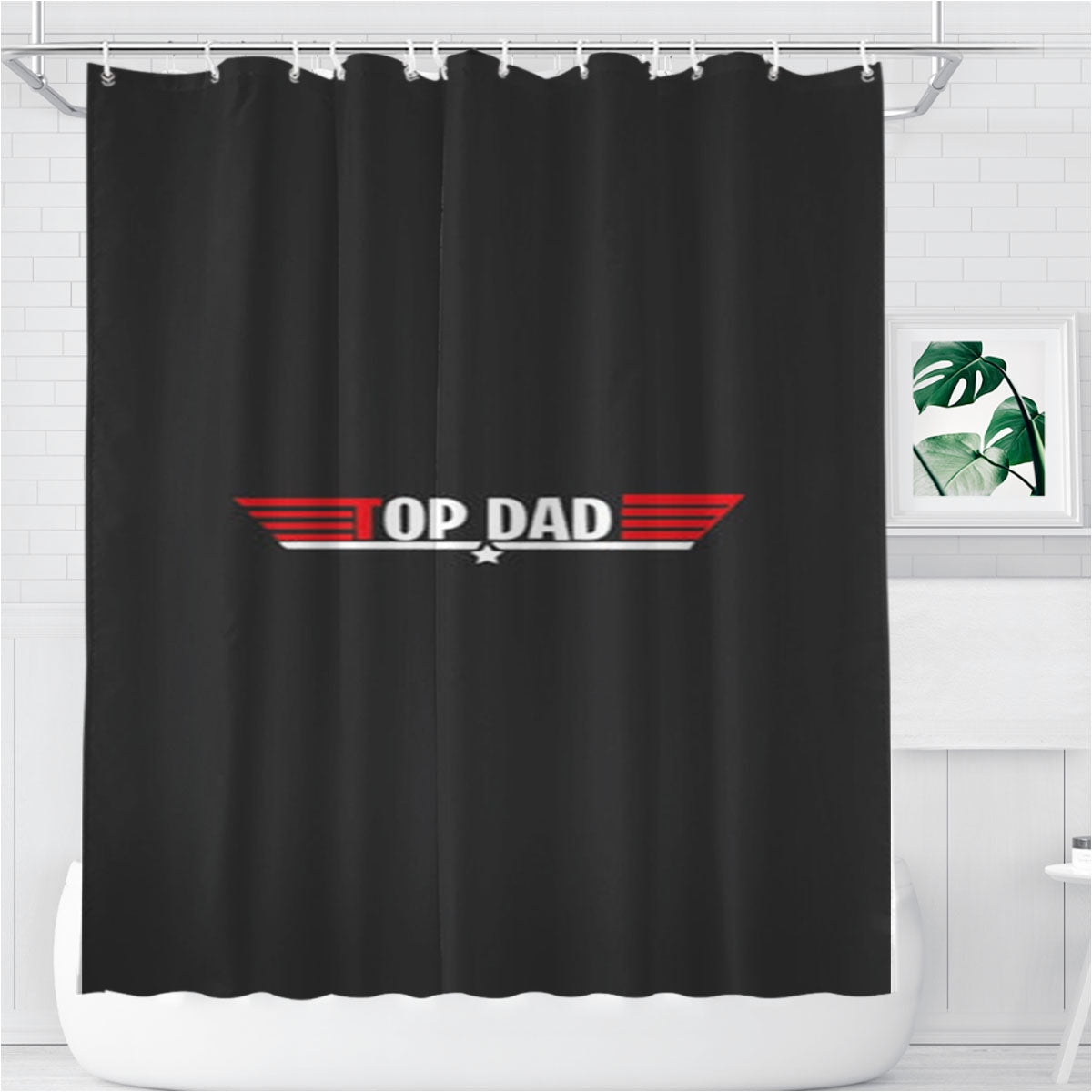 Top Dad- Fathers Day Bathroom Shower Curtain Fabric Waterproof | 66 X 72 Inch