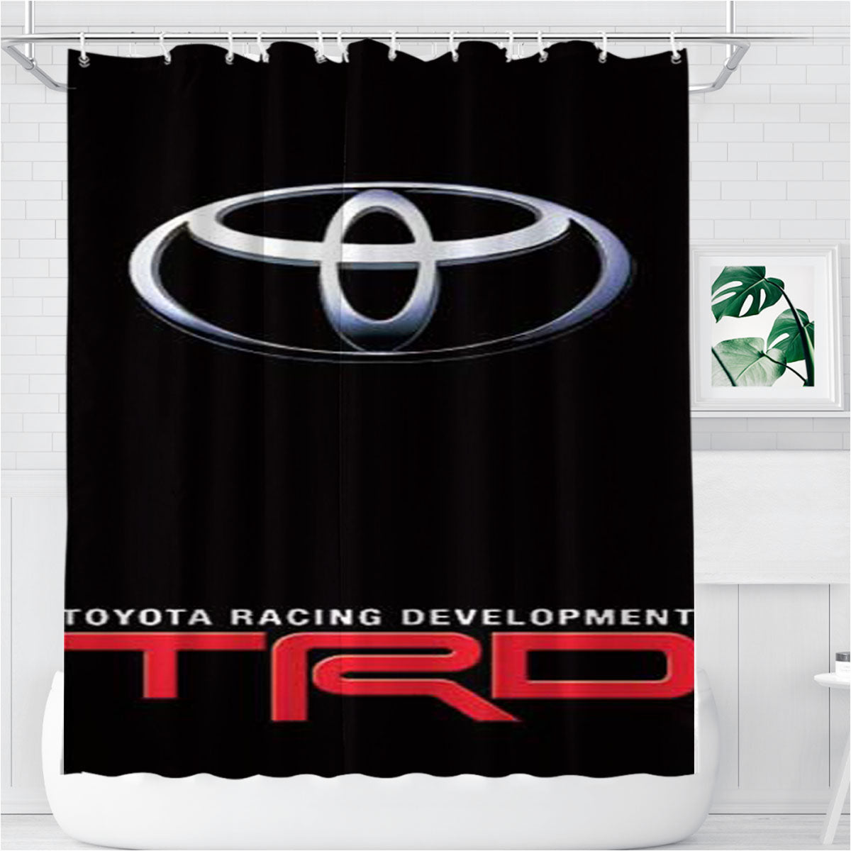 Toyota Trd Logo Red Bathroom Shower Curtain Fabric Waterproof | 66 X 72 Inch