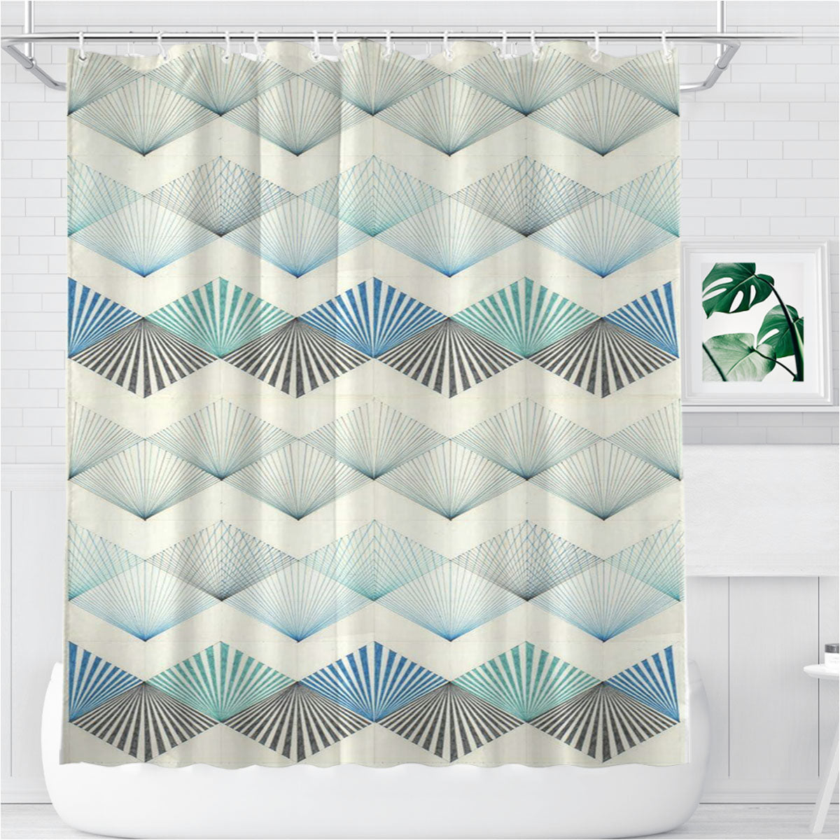 Uible Pattern Back Phone Bathroom Shower Curtain Fabric Waterproof | 66 X 72 Inch