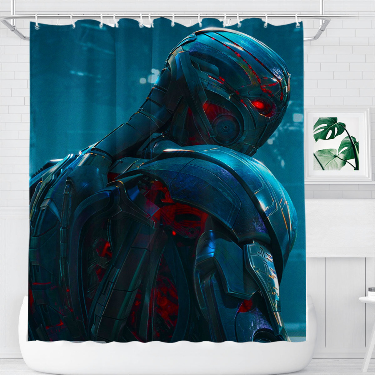 Ultron The Avengers Bathroom Shower Curtain Fabric Waterproof | 66 X 72 Inch