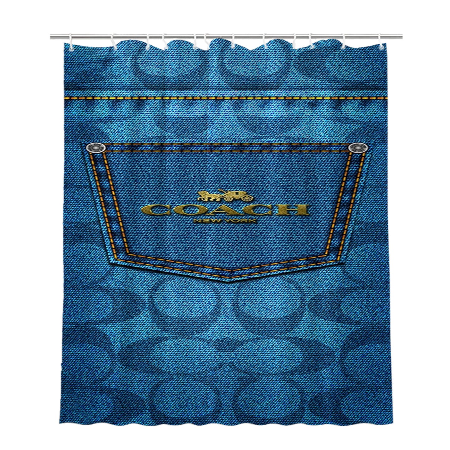 Coach Jeans Bathroom Shower Curtain Fabric Waterproof | 66 X 72 Inch