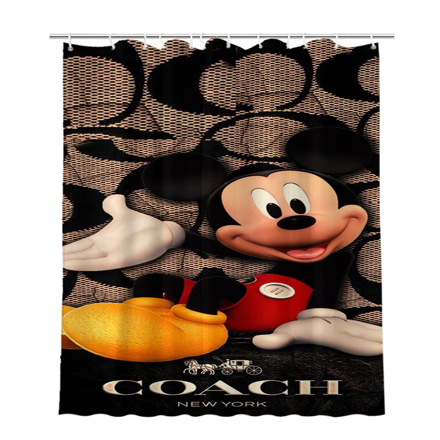 Coach Mickey Mouse Bathroom Shower Curtain Fabric Waterproof | 66 X 72 Inch