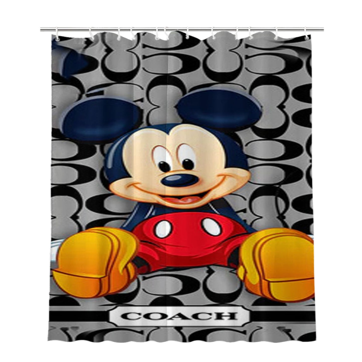 Coach Mickey Mouse Cartoon Bathroom Shower Curtain Fabric Waterproof | 66 X 72 Inch