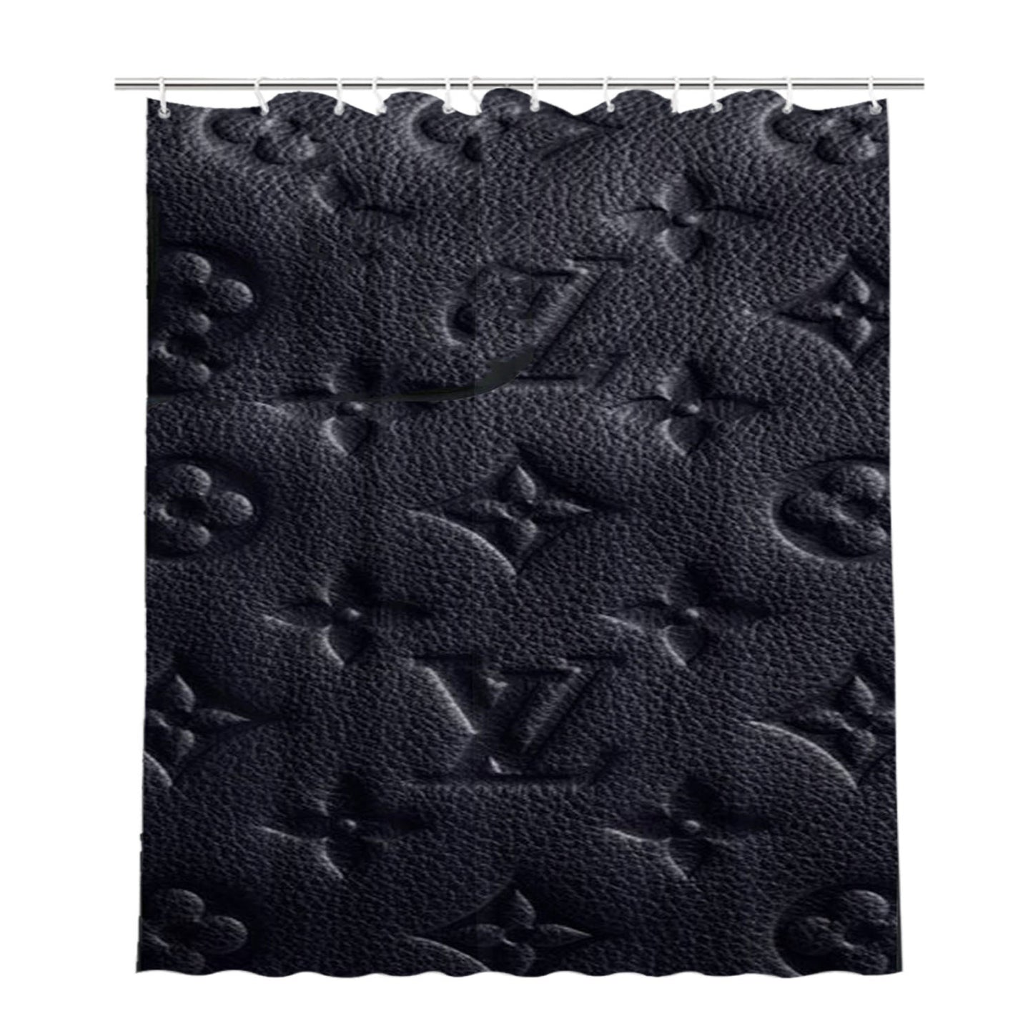 Louis Vuitton Black Print Bathroom Shower Curtain Fabric Waterproof | 66 X 72 Inch