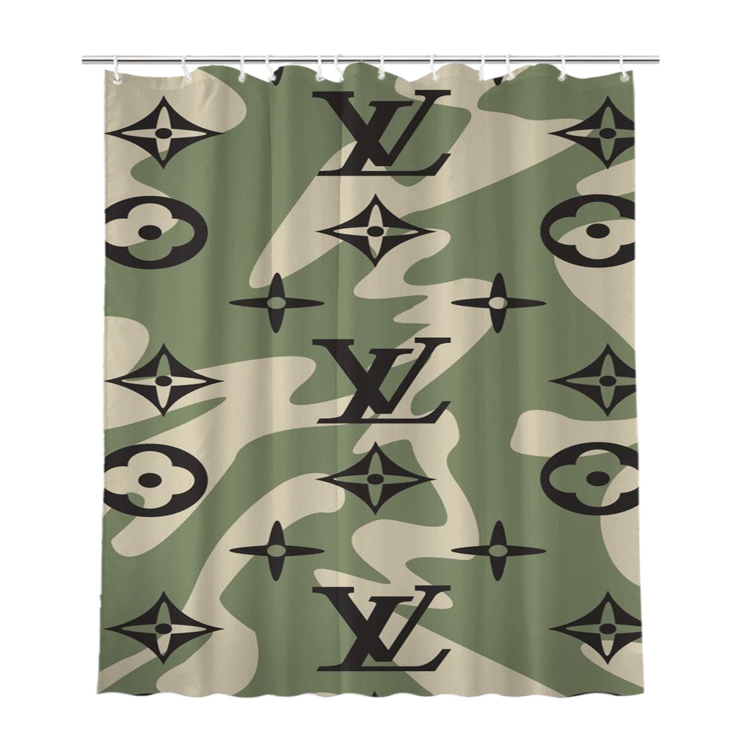 Louis Vuitton Camo 2 Bathroom Shower Curtain Fabric Waterproof | 66 X 72 Inch