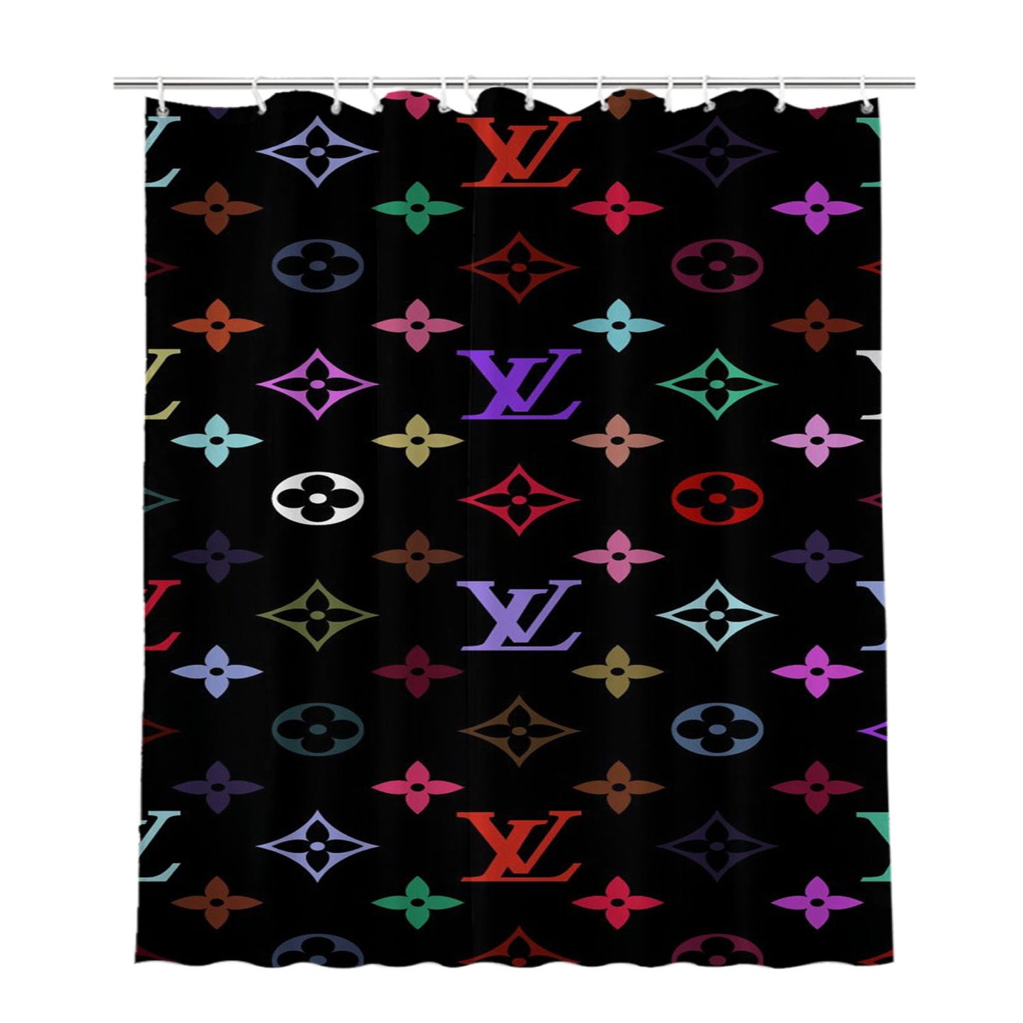Louis Vuitton Colorful Bathroom Shower Curtain Fabric Waterproof | 66 X 72 Inch