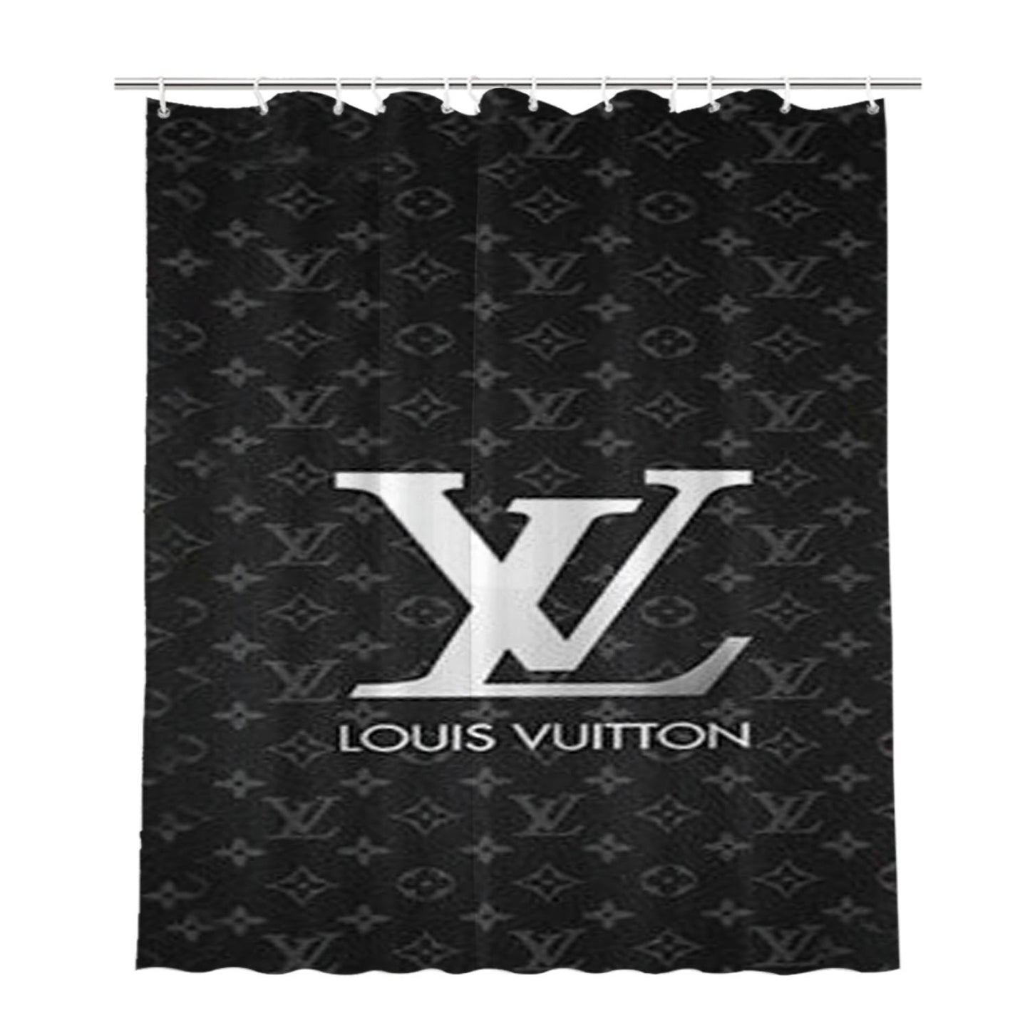 Louis Vuitton Grey Logo Bathroom Shower Curtain Fabric Waterproof | 66 X 72 Inch