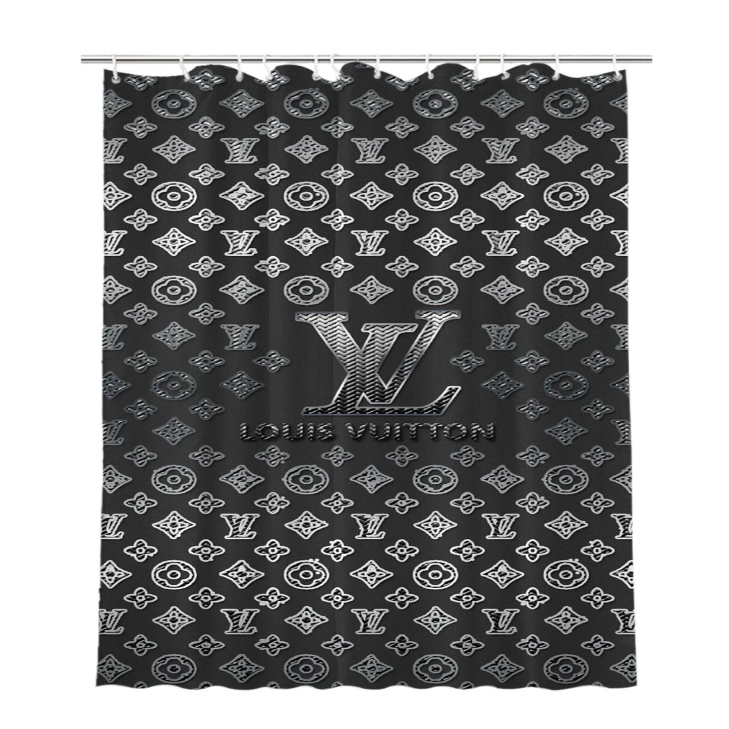 Louis Vuitton Wallpaper Bathroom Shower Curtain Fabric Waterproof | 66 X 72 Inch