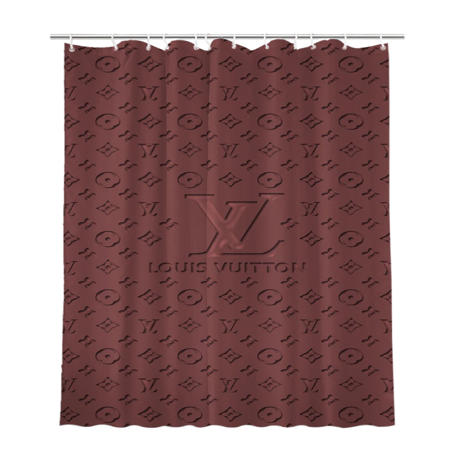 Louis Vuitton Wallpaper Red Bathroom Shower Curtain Fabric Waterproof | 66 X 72 Inch
