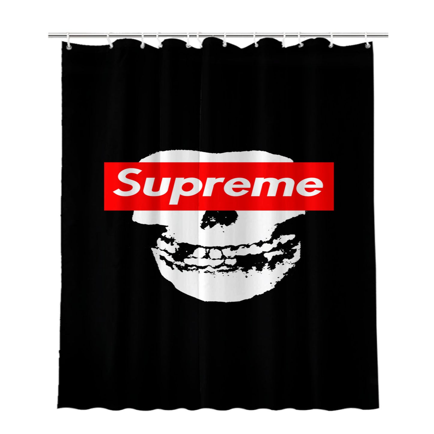 Supreme Black Skull Bathroom Shower Curtain Fabric Waterproof | 66 X 72 Inch