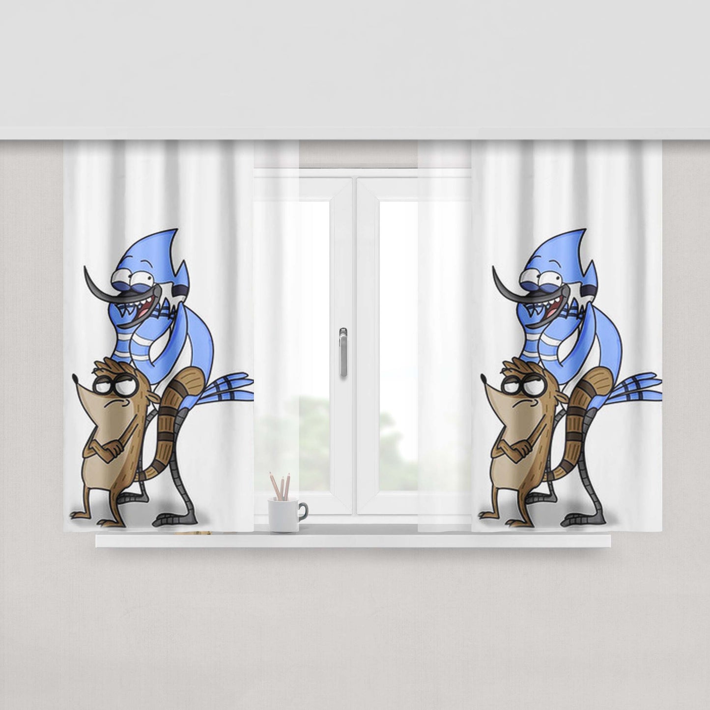 Mordecai Rigby Regular Show Peach Skin Window Curtains