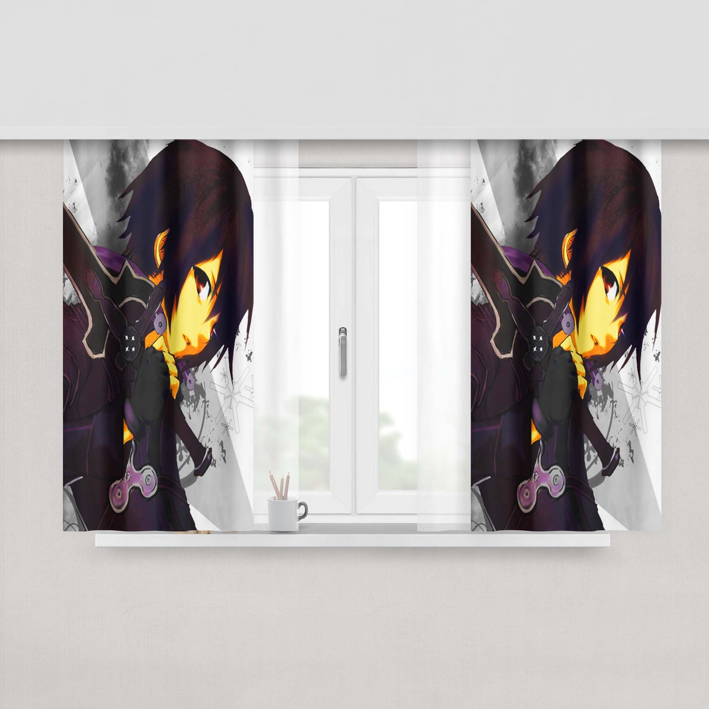 Sword Art Online Kirito Peach Skin Window Curtains