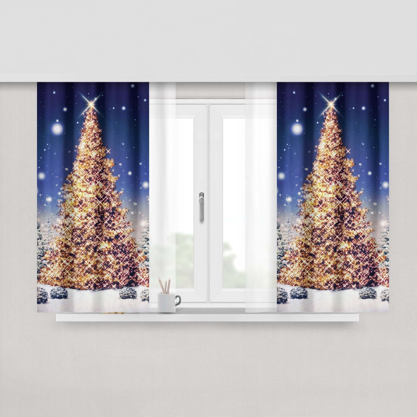 The Christmas Tree 4 Peach Skin Window Curtains