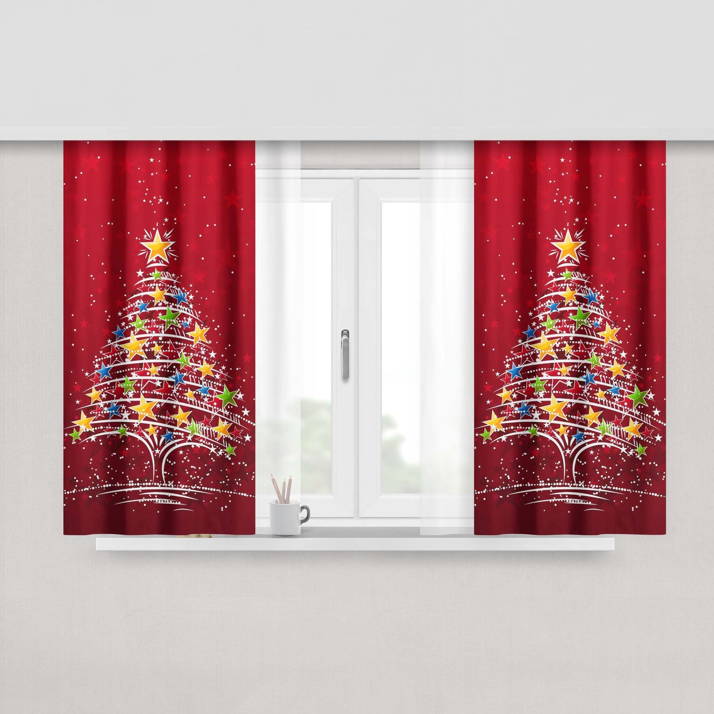 The Christmas Tree Peach Skin Window Curtains
