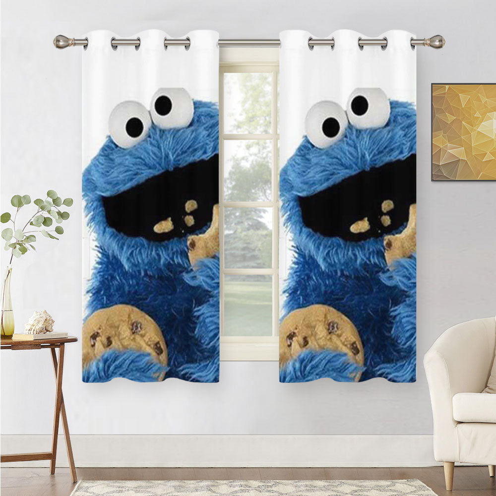 Cookie Monster Eating Cookies Peach Skin Window Curtains